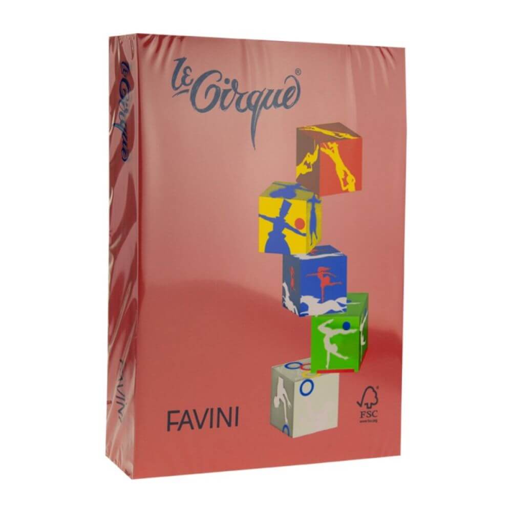 Hartie Cartonata A4 220 FAVINI, Rosu Rubin, 250 Coli/Top, 160 g/m², 210x297 mm