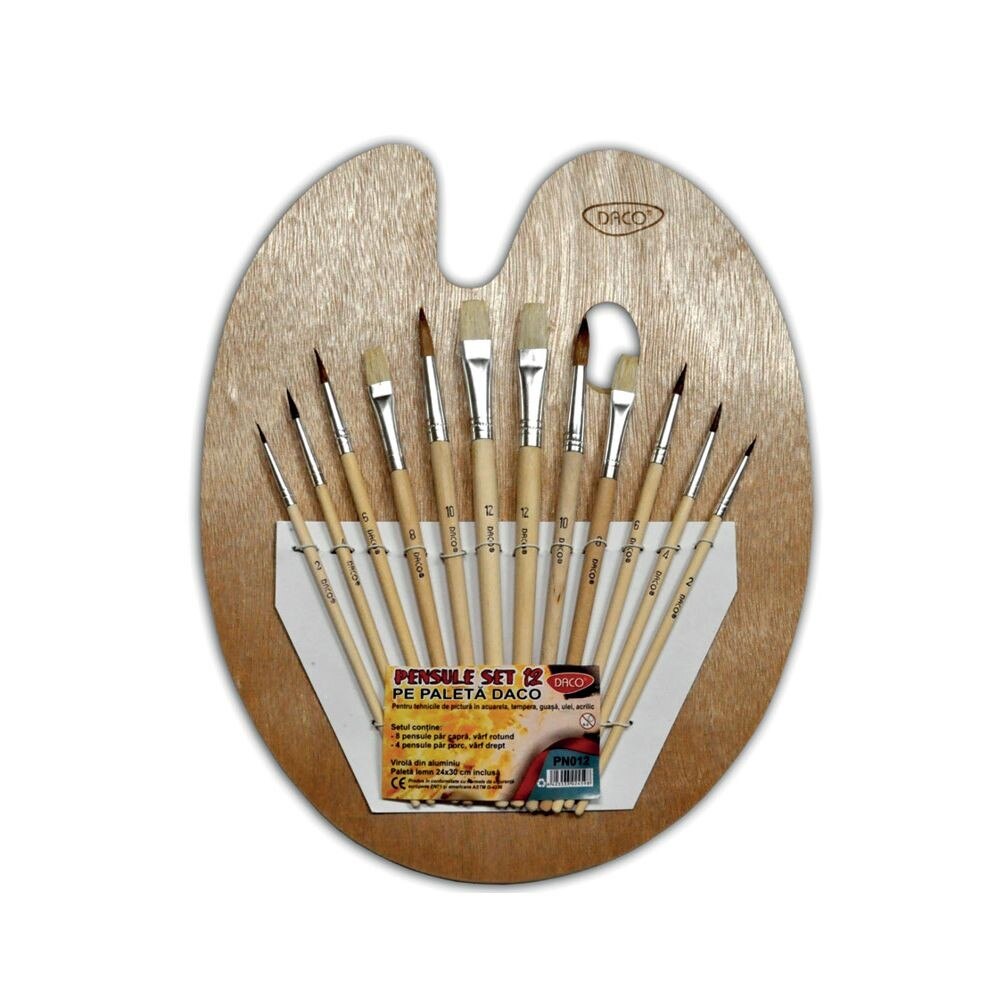 Pensule set 12 pe paleta DACO PN012