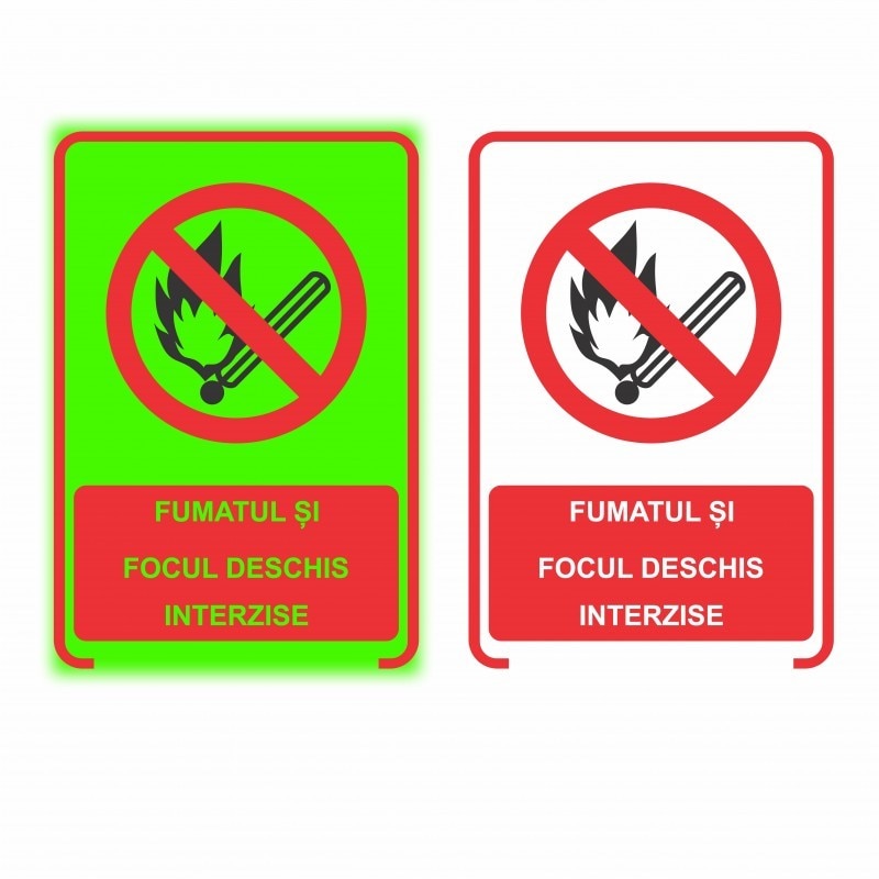 Semn de informare Fumatul si focul interzis, ProCart, autoadeziv 20x15 cm
