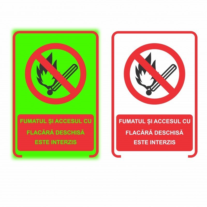 Semn de informare Incapere cu fumatul si flacara interzise, ProCart, autoadeziv 20x30 cm