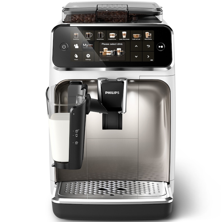 Кафеавтомат Philips Seria 5400 EP5443/90, Система за мляко LatteGo, 12 напитки, Керамична мелачка, Опция за мляно кафе