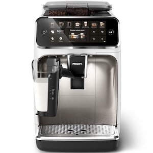 Espressor automat Philips Seria 5400 EP5443/90, sistem de lapte LatteGo, 12 bauturi, display digital TFT si pictograme color, filtru AquaClean, rasnita ceramica, optiune cafea macinata, functie MEMO 4 profiluri, alb