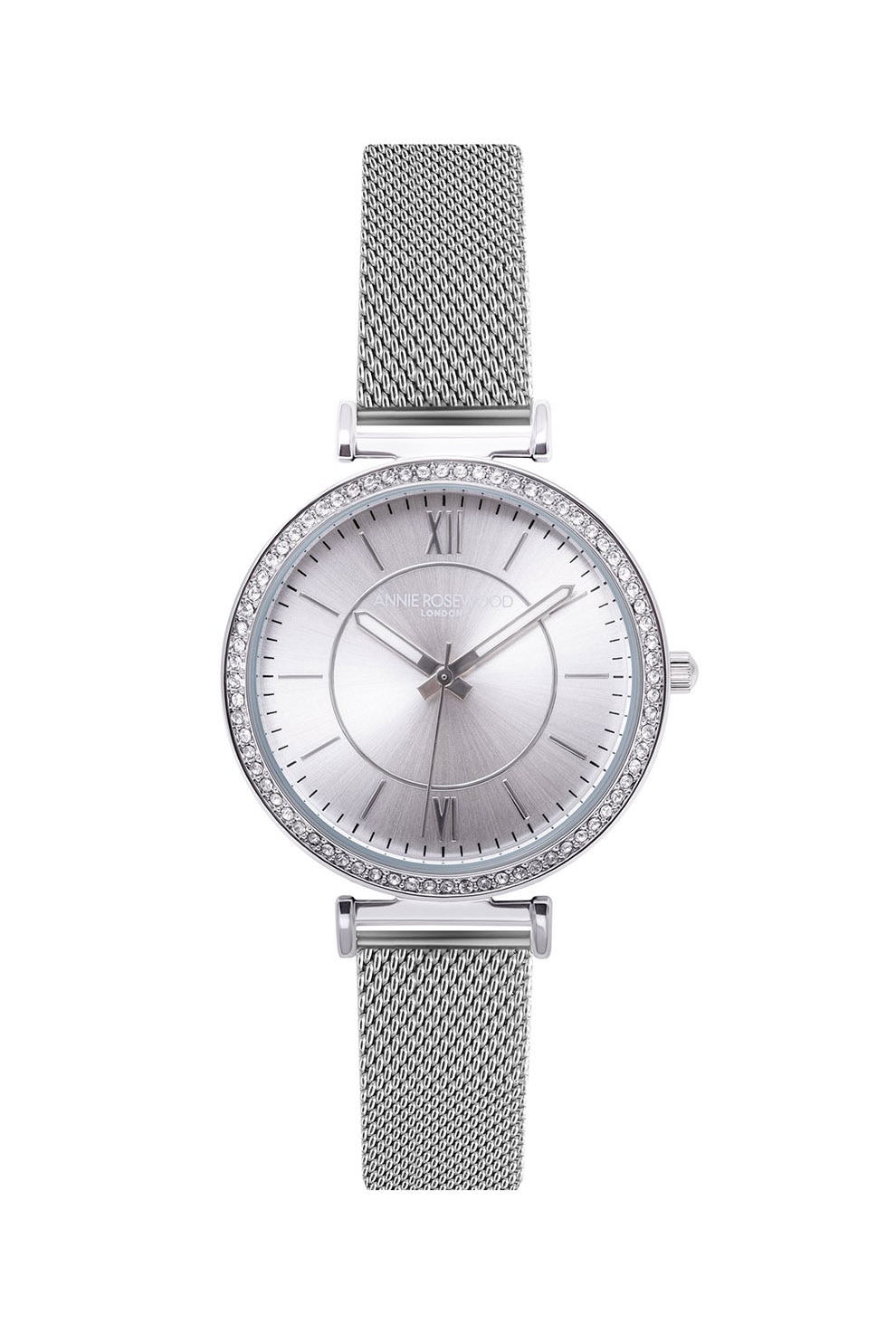 Annie Rosewood, Ceas cu bratara cu model plasa si cristale, Argintiu