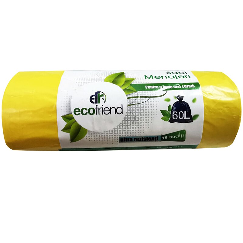 Saci menajeri EcoFriend 60L 15 buc/rola, galben