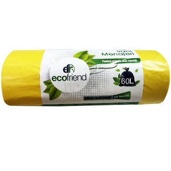 Saci menajeri EcoFriend 60L 15 buc/rola, galben Saci menajeri EcoFriend 60L 15 buc/rola, galben