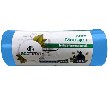 Saci menajeri EcoFriend 35L 15 buc/rola, albastru Saci menajeri EcoFriend 35L 15 buc/rola, albastru