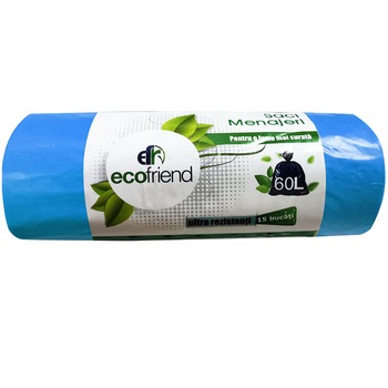 Saci menajeri EcoFriend 60L 15 buc/rola, albastru Saci menajeri EcoFriend 60L 15 buc/rola, albastru