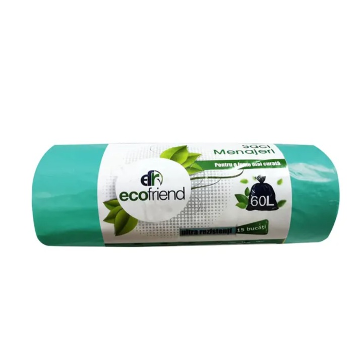 Saci menajeri EcoFriend 60L 15 buc/rola, verde