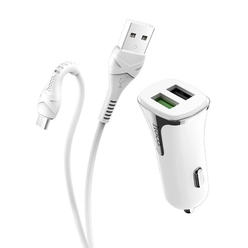 Incarcator auto Hoco Z31 Universe, dual USB, QC3.0, 3.4A, Cablu micro-usb inclus Incarcator auto Hoco Z31 Universe, dual USB, QC3.0, 3.4A, Cablu micro-usb inclus