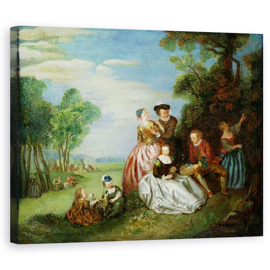 Tablou canvas - Jean-Baptiste Joseph Pater - Conversatie intr-un parc, 80 x 100 cm