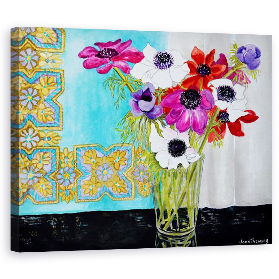 Tablou canvas - Joan Thewsey - Anemone pe un raft intunecat, 80 x 100 cm