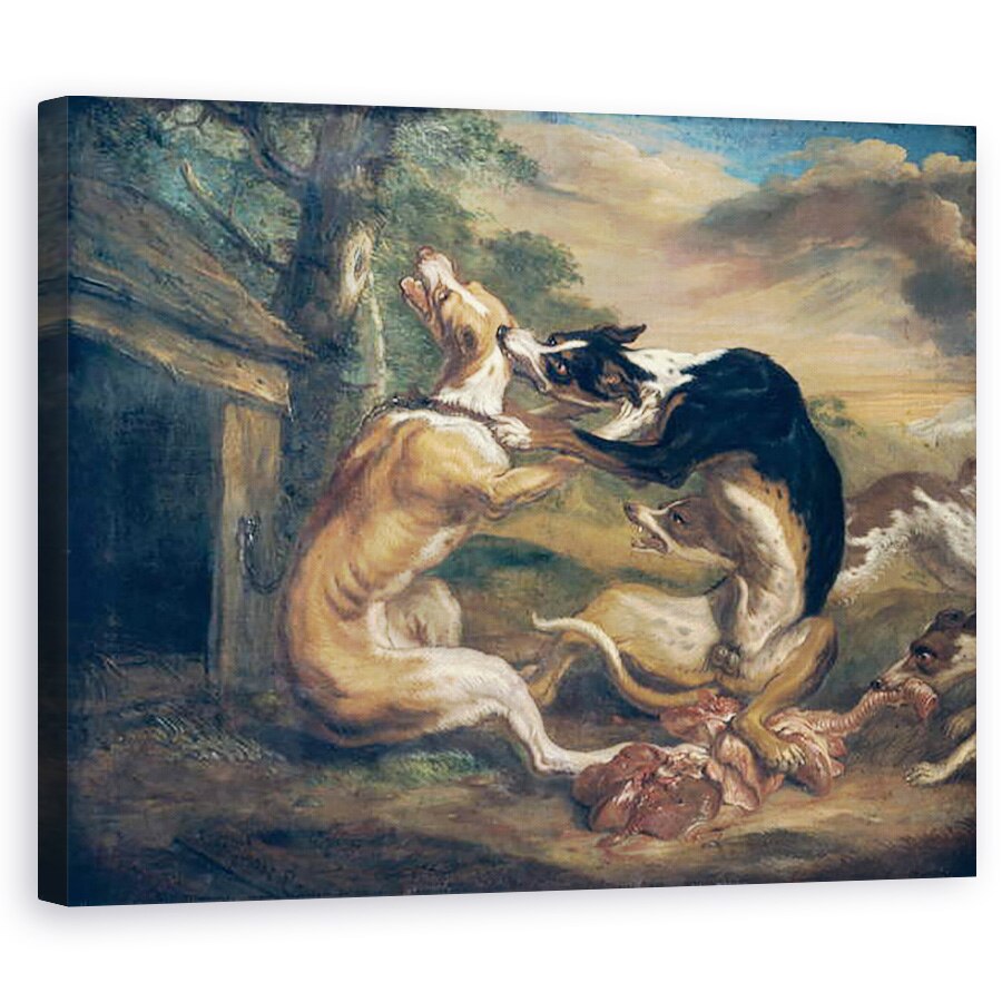 Tablou canvas - Juriaen Jacobsz - Lupta de caine, 60 x 75 cm