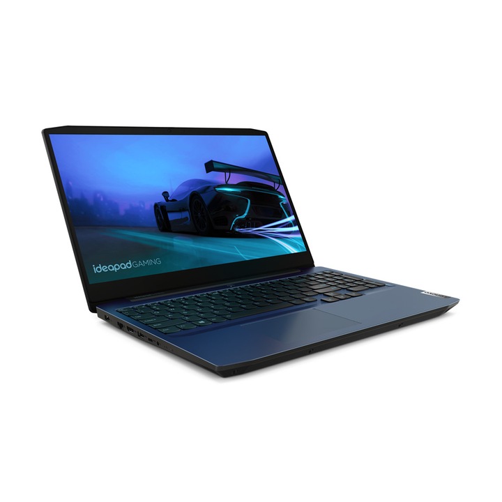 Лаптоп Lenovo IdeaPad Gaming 3 15IMH05, 81Y400VUBM, 15.6", Intel Core i7-10750H (6-ядрен), NVIDIA GeForce GTX 1650Ti (4GB GDDR6), 8GB 2933MHz DDR4, Син EoL
