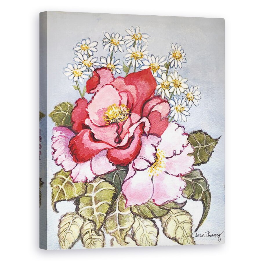 Tablou canvas - Joan Thewsey - Un trandafir rosu si un trandafir roz, 80 x 100 cm