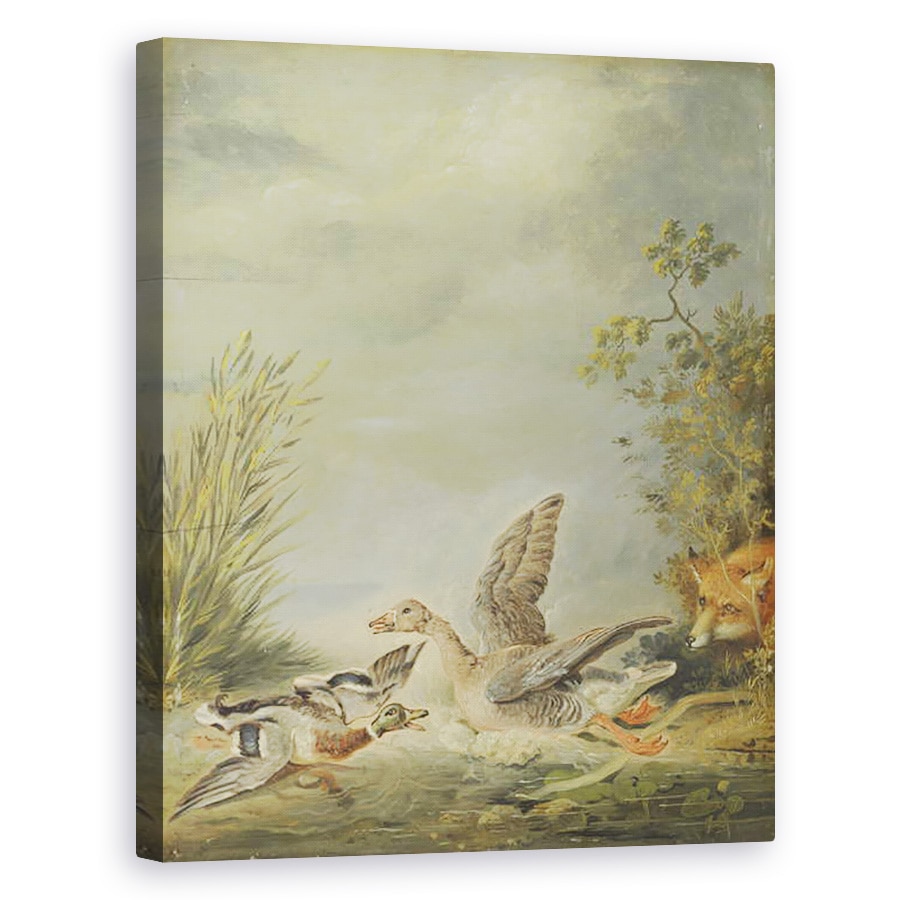 Tablou canvas - Johann Friedrich August Tischbein - Vulpe si pasari de apa, 80 x 100 cm