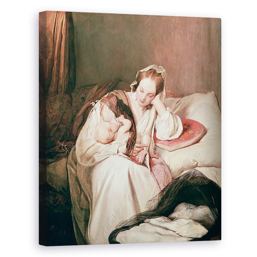 Tablou canvas - Josef Danhauser - Dragostea unei mame, 80 x 100 cm