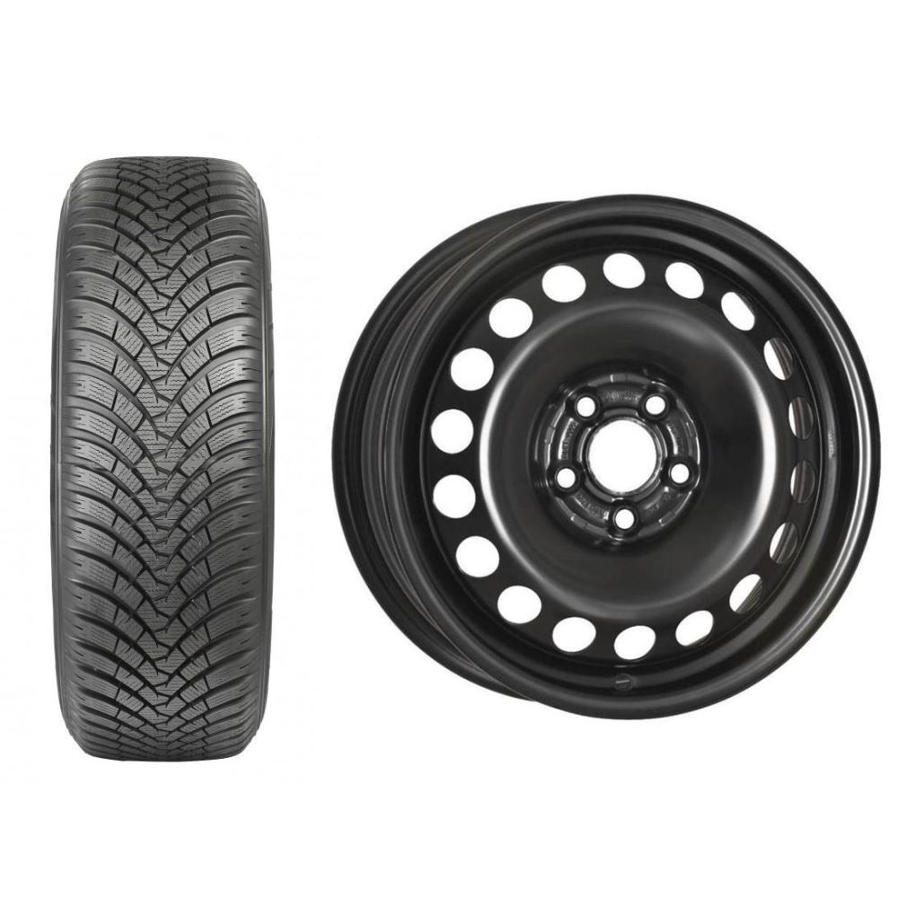 Roata completa VW Polo, Seat Ibiza, Audi A1 Sportback janta otel ALCAR 4055 5.5x15 + anvelopa Iarna Falken HS01 185/65R15 88T