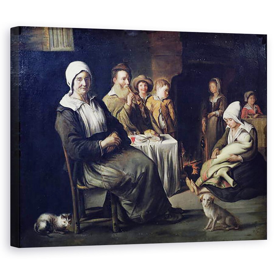 Tablou canvas - Le Nain Brothers - Masa de familie, 80 x 100 cm