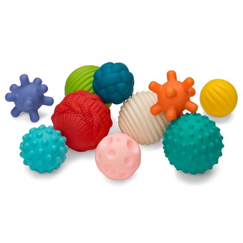 Set 10 Mingi Senzoriale, Texturi Variate, Culori Vii, Sigure pentru a fi Rontaite, Fara BPA, 6 luni +, Multicolor Set 10 Mingi Senzoriale, Texturi Variate, Culori Vii, Sigure pentru a fi Rontaite, Fara BPA, 6 luni +, Multicolor