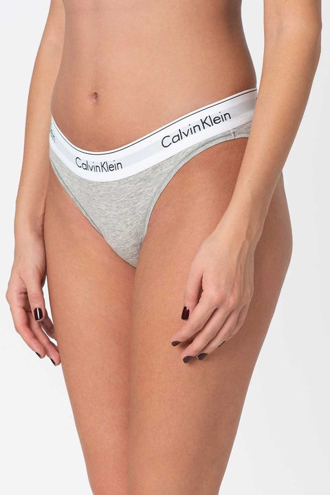 CALVIN KLEIN, Бикини с памук и модал, Бял/Сив меланж