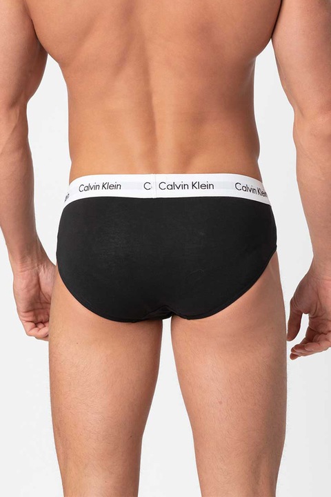 CALVIN KLEIN, Set de chiloti cu banda logo in talie - 3 perechi, Alb/Negru