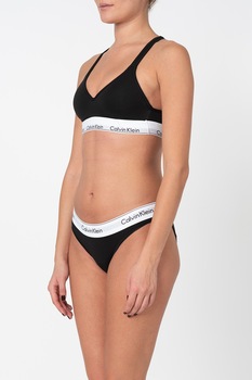 CALVIN KLEIN, Bustiera cu decolteu in V si bretele cu model incrucisat, Negru/Alb, XS CALVIN KLEIN, Bustiera cu decolteu in V si bretele cu model incrucisat, Negru/Alb, XS