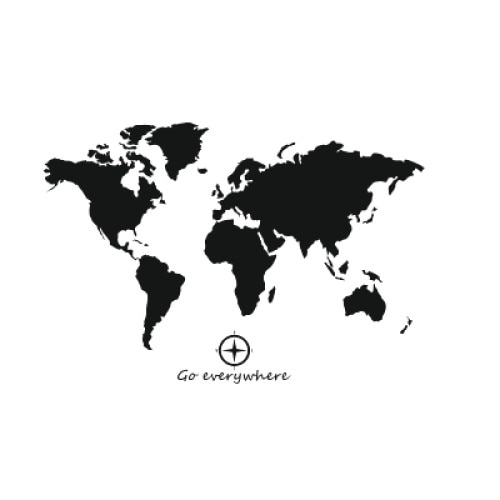 Sticker perete (autocolant), ORACAL, Harta+busola, negru, 85 x 120 cm