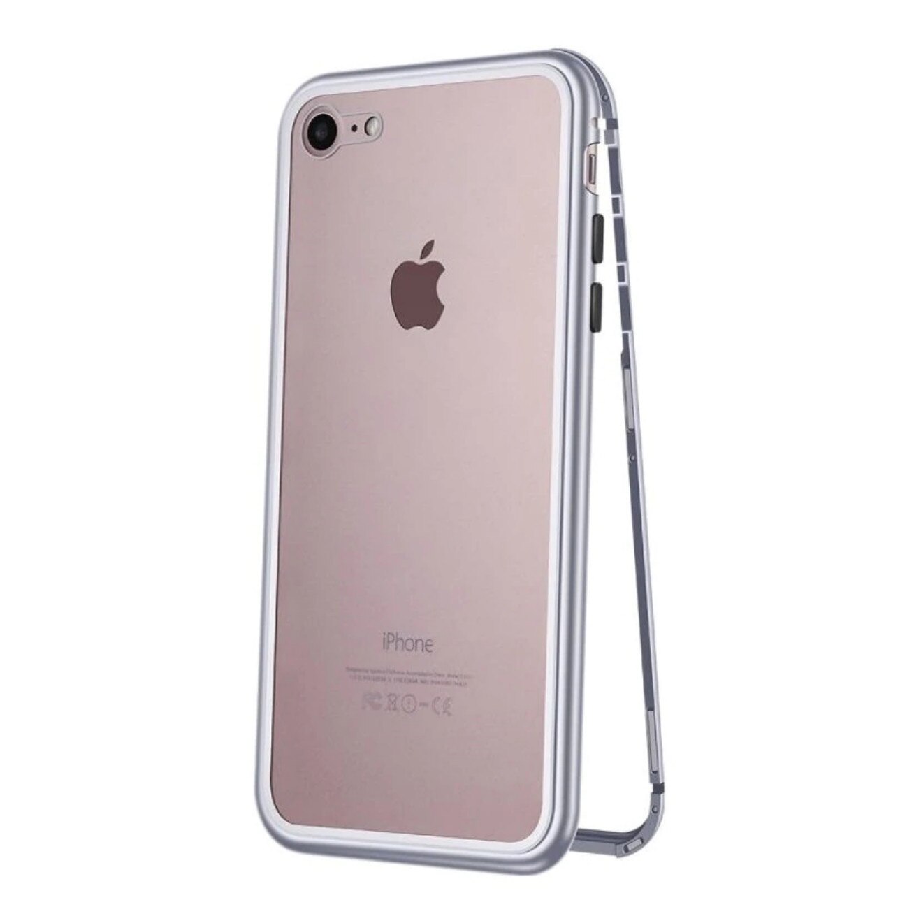 Husa cu bumper magnetic si spate din Sticla Securizata iPhone SE 2 (2020) / iPhone 7 / iPhone 8 Silver