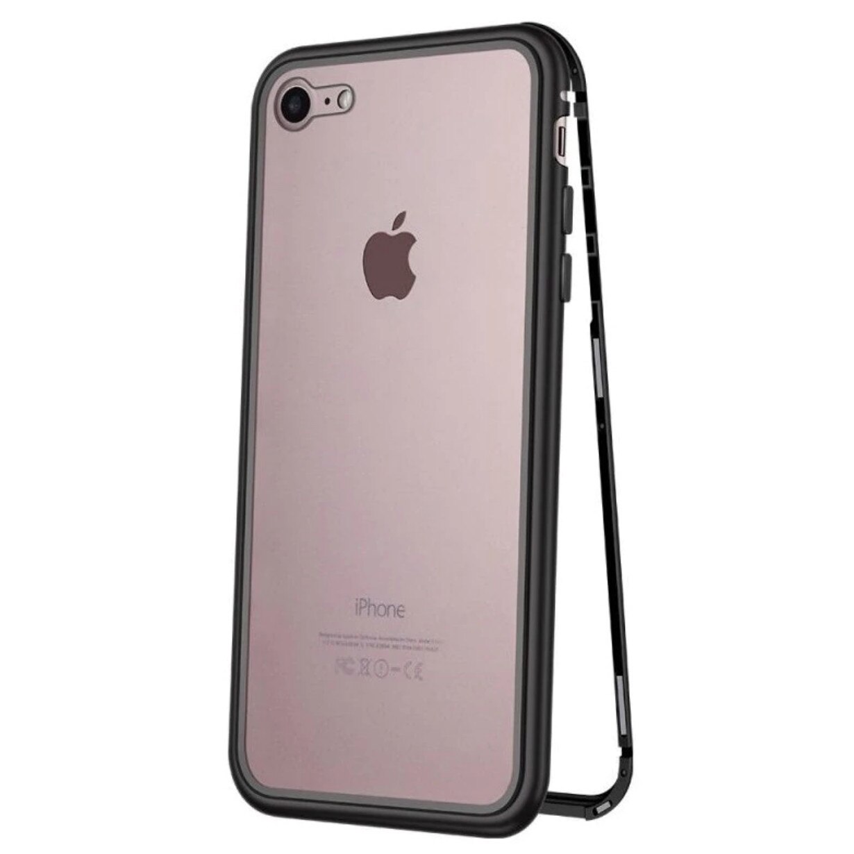 Husa cu bumper magnetic si spate din Sticla Securizata iPhone SE 2 (2020) / iPhone 7 / iPhone 8 Black