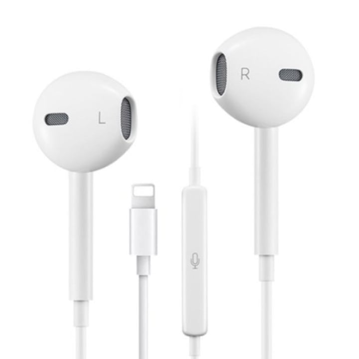 Casti audio, compatibile Apple Iphone, Lightning, Bluetooth, Alb