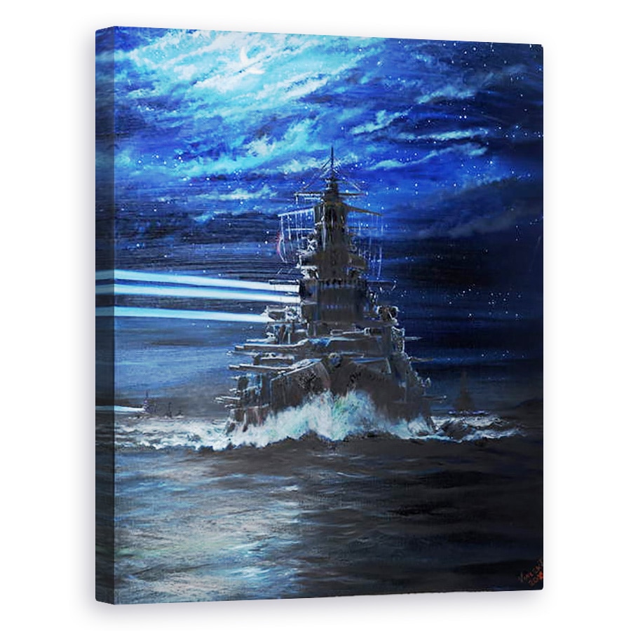 Tablou canvas - Vincent Alexander Booth - IJN Hiei si Akatsuki lumineaza USS Atlanta, Guadalcanal 1942, 2018, 40 x 50 cm