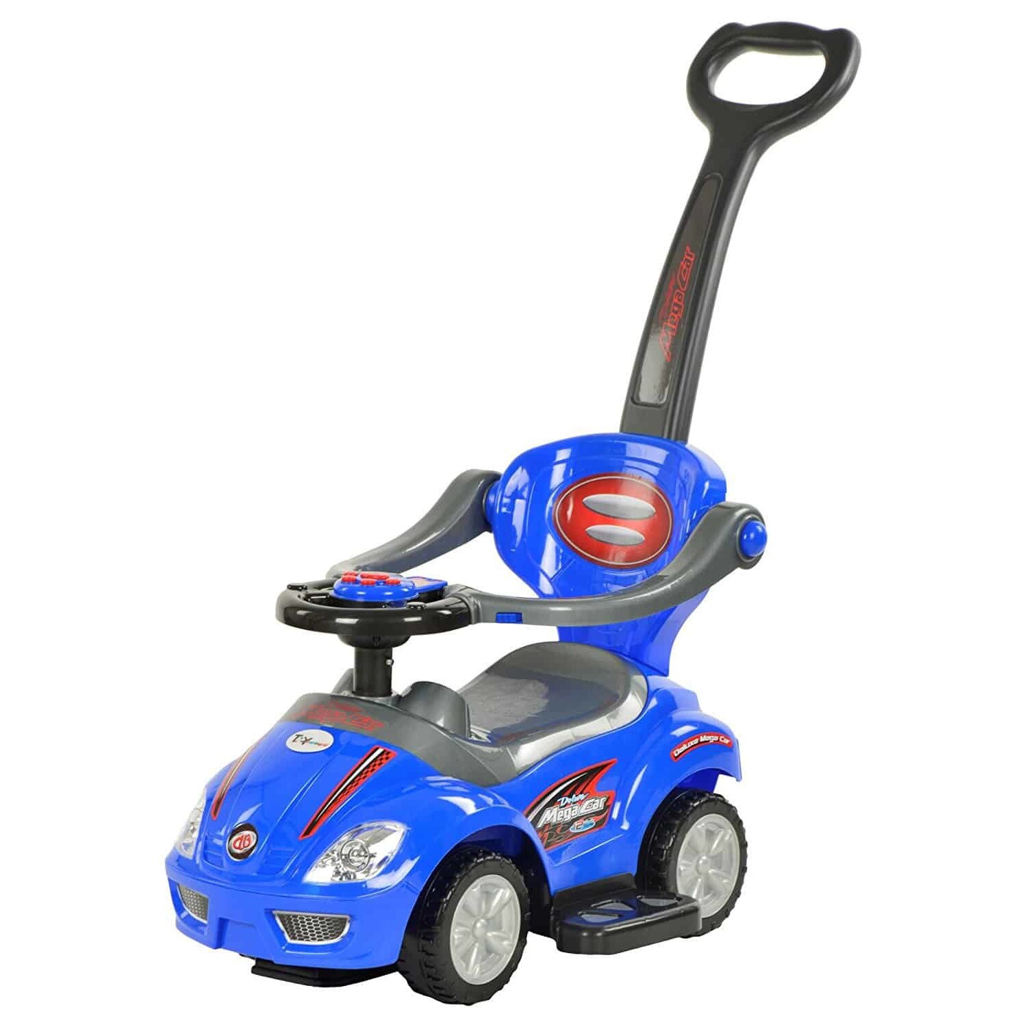 Masinuta copii si bebe JHT , cu melodii, maner de impins , bara de protectie, design modern, Albastru JHT33BB