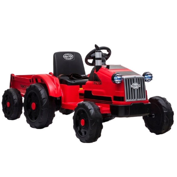 Tractor electric Malipen cu remorca si telecomanda, rosu