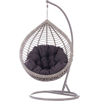 Balansoar cuib, metal si ratan, 100x110x68cm, marime M, culoare Gri, perna Gri Balansoar cuib, metal si ratan, 100x110x68cm, marime M, culoare Gri, perna Gri