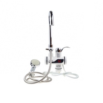 Robinet Electric Instant cu Dus, Afisaj Temperatura, Apa Calda 60°C, 1,5 - 2L/min, 3000W, Montaj pe Chiuveta Robinet Electric Instant cu Dus, Afisaj Temperatura, Apa Calda 60°C, 1,5 - 2L/min, 3000W, Montaj pe Chiuveta
