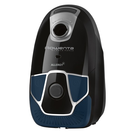 Aspirator cu sac Rowenta Silence Force Allergy+ RO6881EA, 450 W, 4.5L, sac Hygene+, perie Easy Brush, cablu 8.8m, 3 niveluri de filtrare, negru/albastru