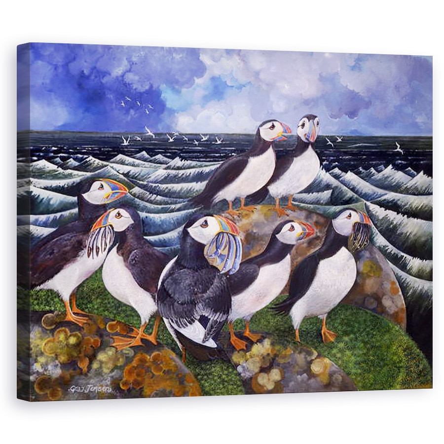 Tablou canvas - Lisa Graa Jensen - Puffins, 40 x 50 cm