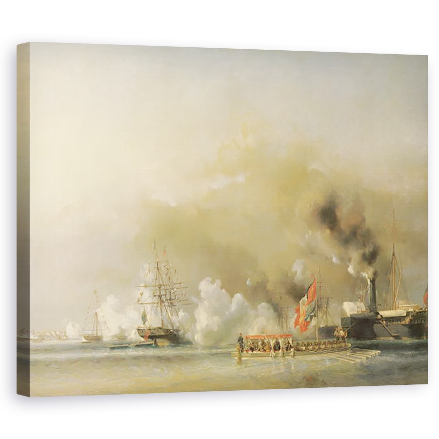 Tablou canvas - Louis Eugene Gabriel Isabey - Regele Ludovic Filip 1830-48 Escortand-o pe Regina Victoria 1819-1901 la bordul iahtului regal Victoria si Albert la Treport, 7 septembrie 1843, 40 x 50 cm