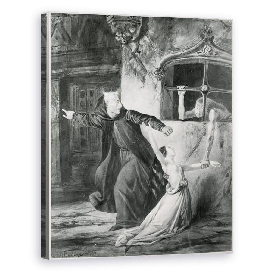 Median Figure Supplement Tablou canvas - Louis Boulanger - Sachette, Esmeralda si Claude Frollo,  ilustratie pentru Cocosatul de la Notre Dame de Victor Hugo 1802-85, 40 x  50 cm - eMAG.ro