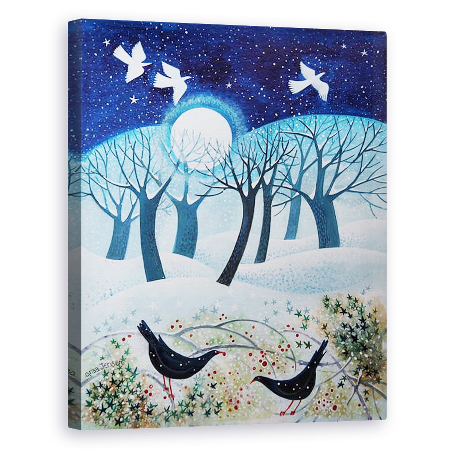 Tablou canvas - Lisa Graa Jensen - Pasari de iarna in zapada, 2019, 40 x 50 cm