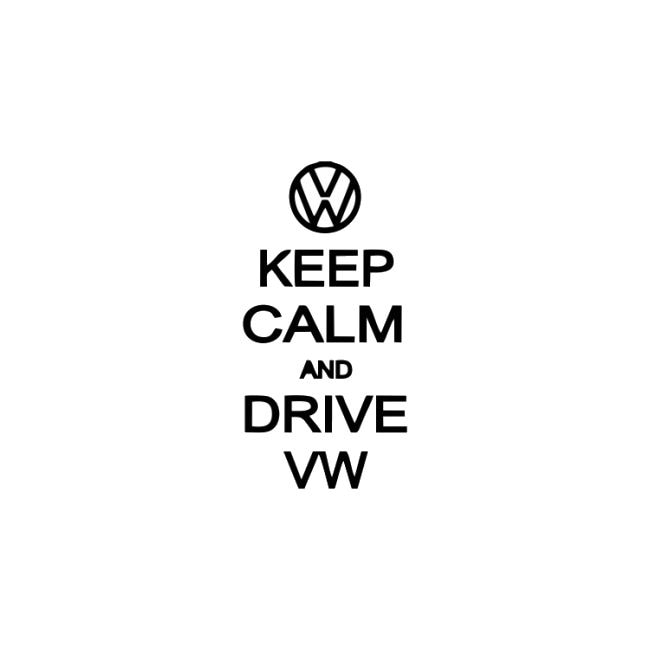Sticker auto, Keep Calm Drive VW, 6.4 cm x 12.8 cm, negru