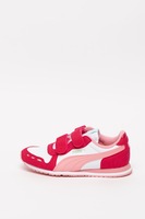 Puma, Pantofi sport de piele ecologica cu velcro Cabana Racer, Roz/Alb, 29 EU