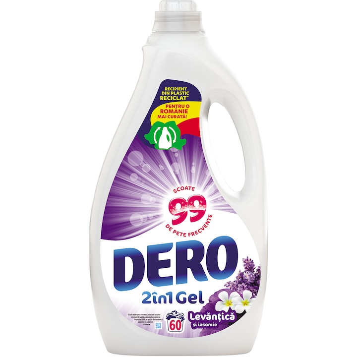 Detergent lichid Dero 2in1 Levantica si iasomie, 60 spalari, 3L