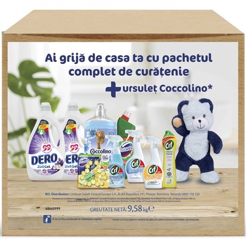 Pachet Promo curatenie (Dero, Coccolino, Cif, Domestos)+ ursulet Coccolino Pachet Promo curatenie (Dero, Coccolino, Cif, Domestos)+ ursulet Coccolino