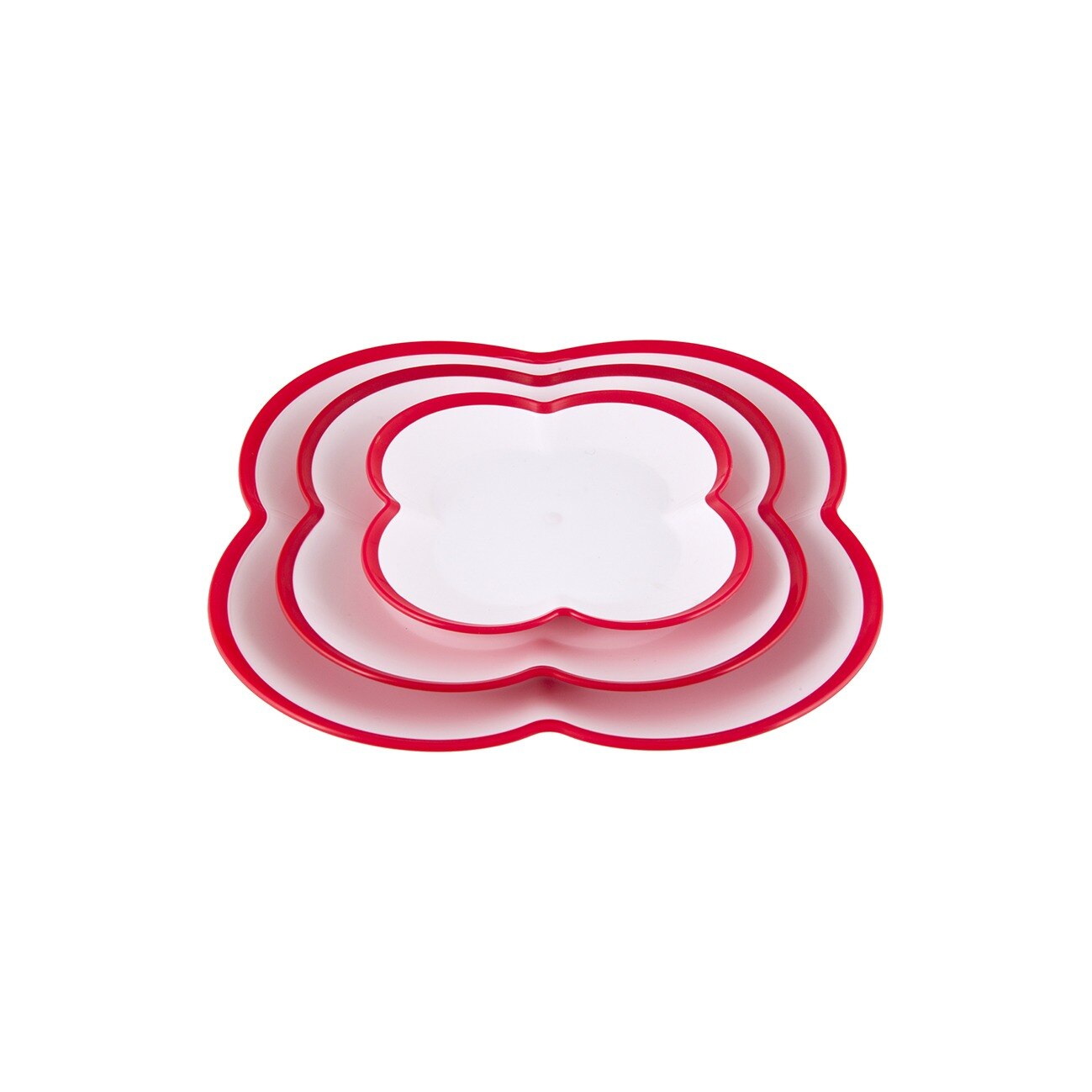 Set 3 platouri plastic, Bally, 100 ml+200 ml+400 ml, rosu