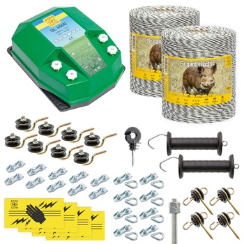 Pachet gard electric complet 2000 m, 4,5 Joule, pentru animale salbatice Pachet gard electric complet 2000 m, 4,5 Joule, pentru animale salbatice