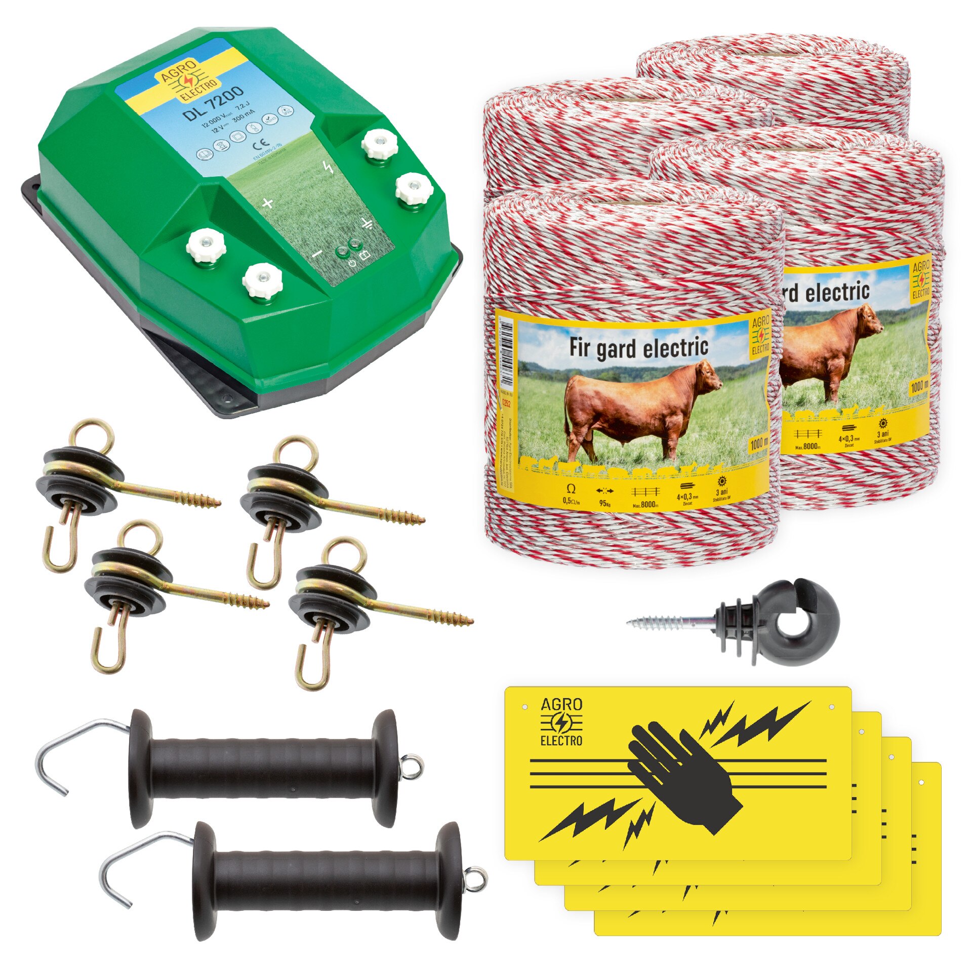 Pachet de baza gard electric 4000 m, 7,2 Joule, pentru animale domestice