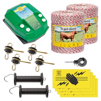 Pachet de baza gard electric 2000 m, 4,5 Joule, pentru animale domestice Pachet de baza gard electric 2000 m, 4,5 Joule, pentru animale domestice