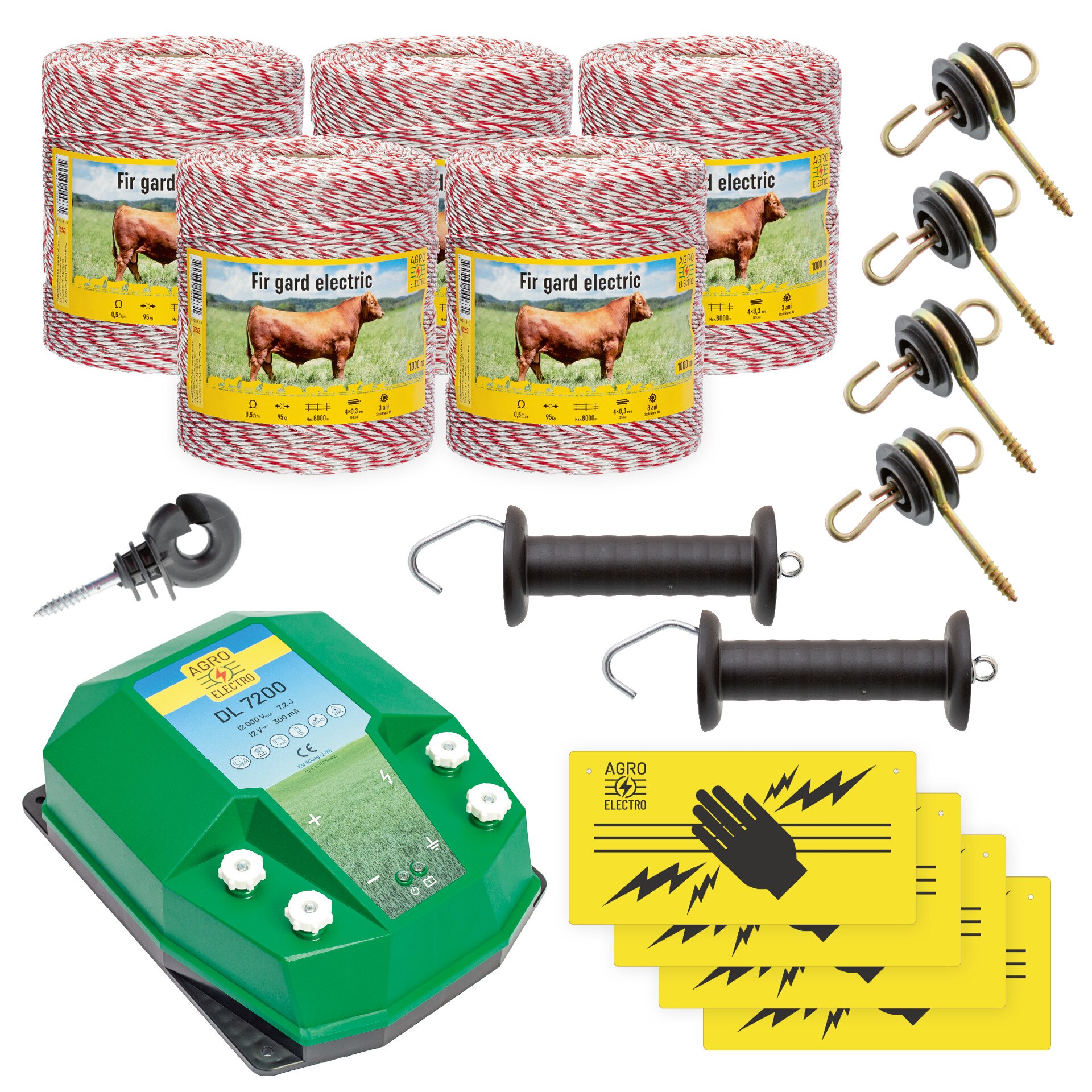 Pachet de baza gard electric 5000 m, 7,2 Joule, pentru animale domestice