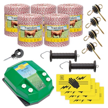 Pachet de baza gard electric 5000 m, 7,2 Joule, pentru animale domestice Pachet de baza gard electric 5000 m, 7,2 Joule, pentru animale domestice